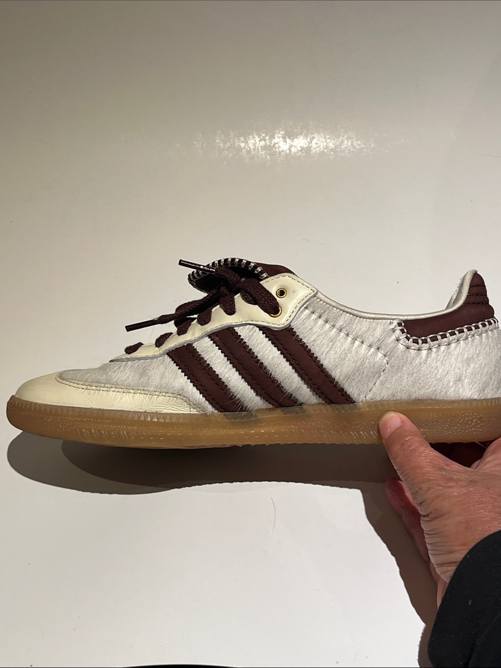 Adidas x Wales Bonner Samba Pony Sneakers Cream & Burgundy Trim - Picture 6 of 9